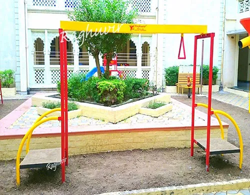red yellow Zip Liner outdoor gym play