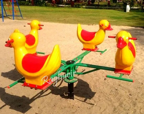 red yellow duck shape merry go round outdoor play equipment 